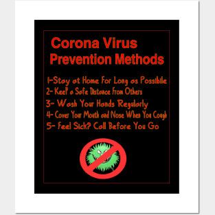 Corona virus prevention methods T-shirt Posters and Art